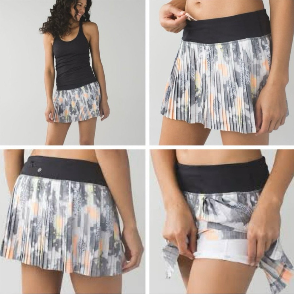 Lululemon Pleat To Street Mini Art Pop Tennis Skirt Womens 10 Run Activewear
